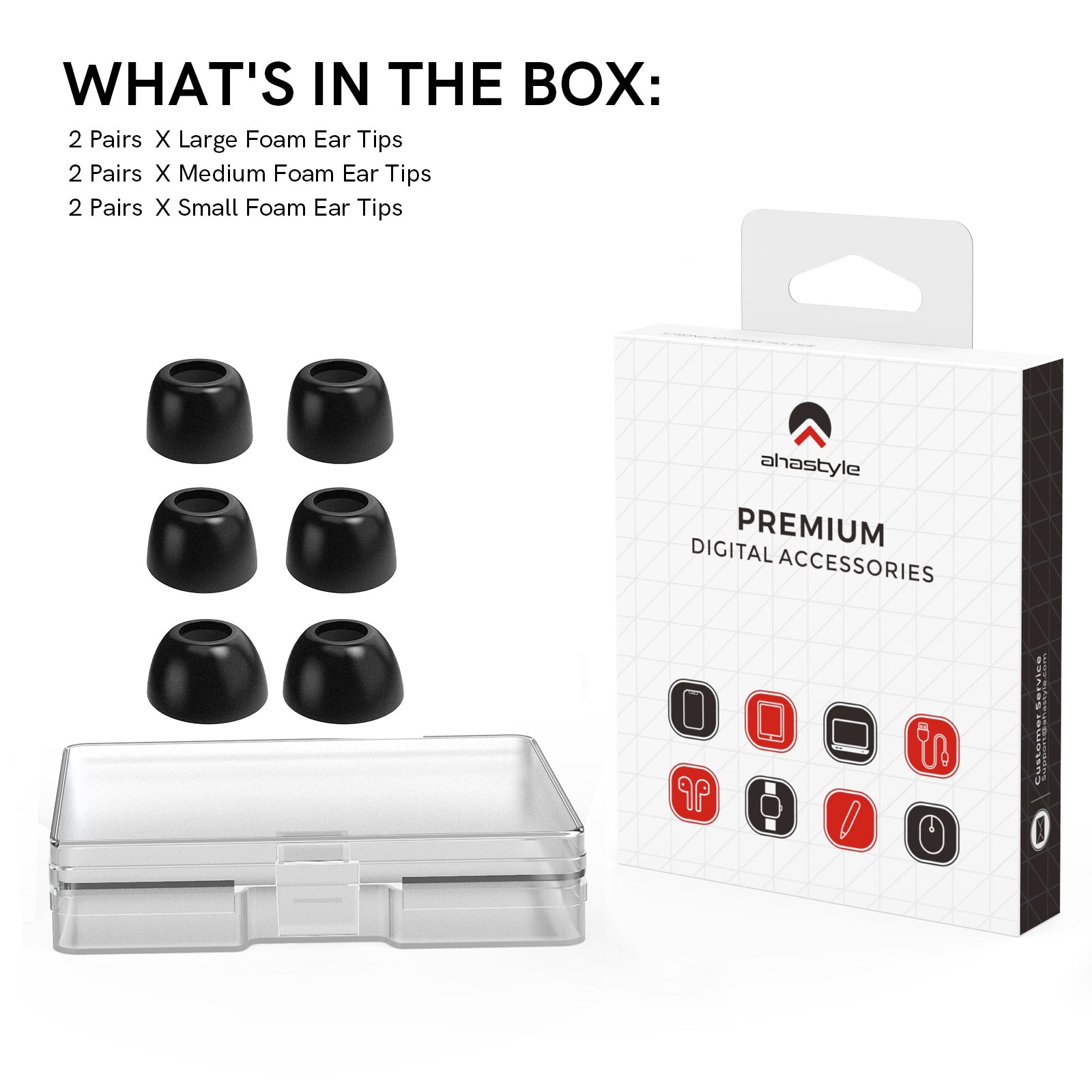 AHASTYLE WG36 3 Pairs S/M/L Size for Samsung Galaxy Buds Pro/Buds2 Pro Earbuds Covers Replacement Memory Foam In-ear Earphone Tips - Black AHASTYLE WG36 3 Pairs S/M/L Size for Samsung Galaxy Buds Pro/Buds2 Pro Earbuds Covers Replacement Memory Foam In-ear Earphone Tips - Black